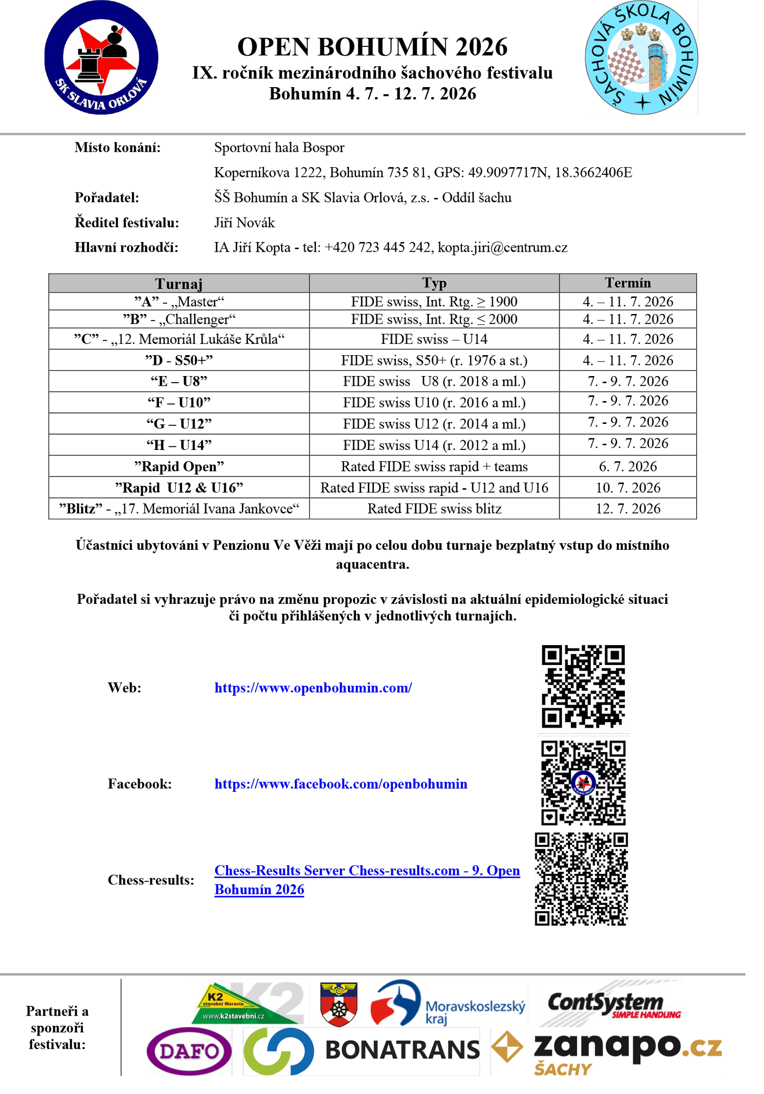 Propozice Open Bohumín