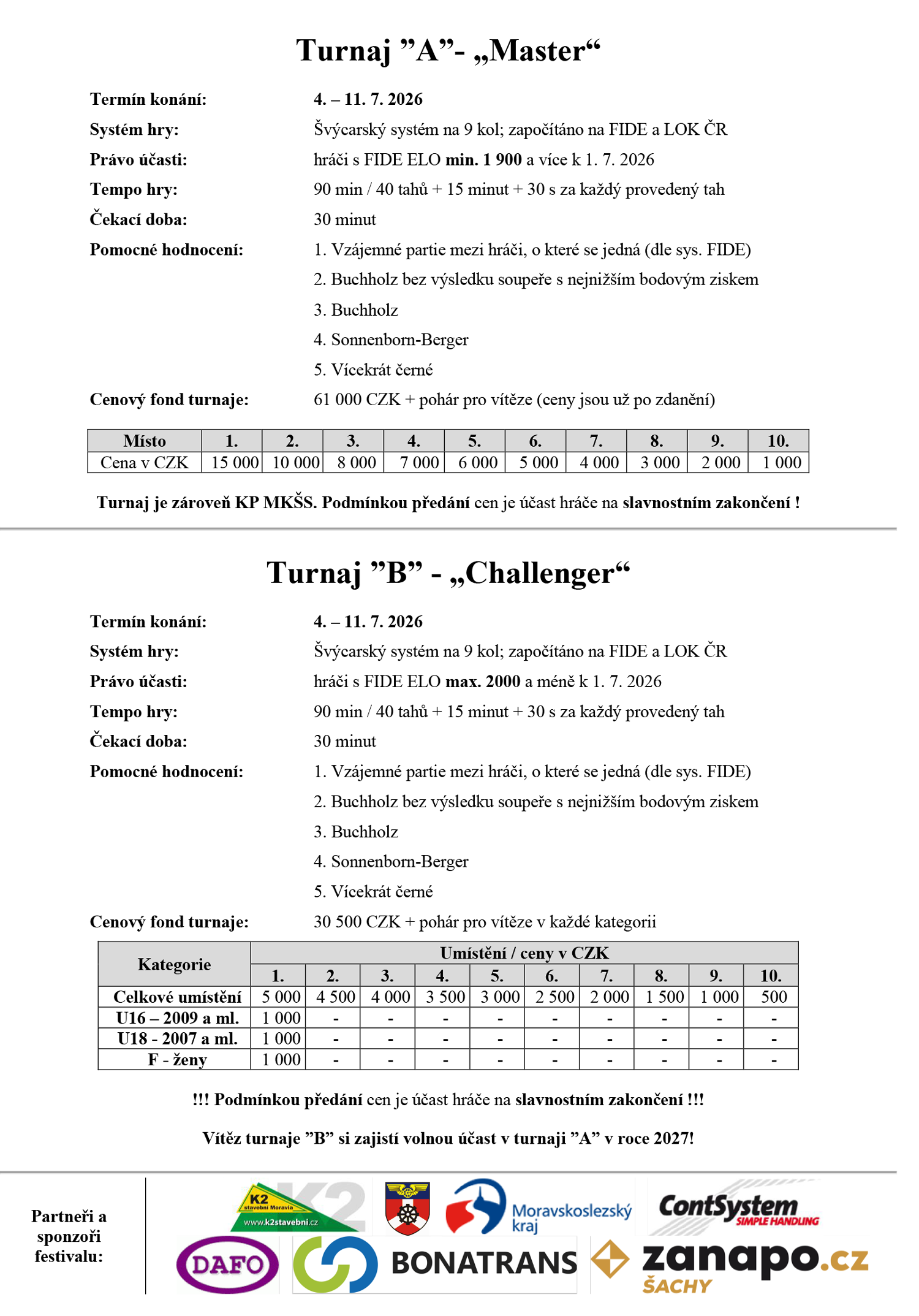 Propozice Open Bohumín