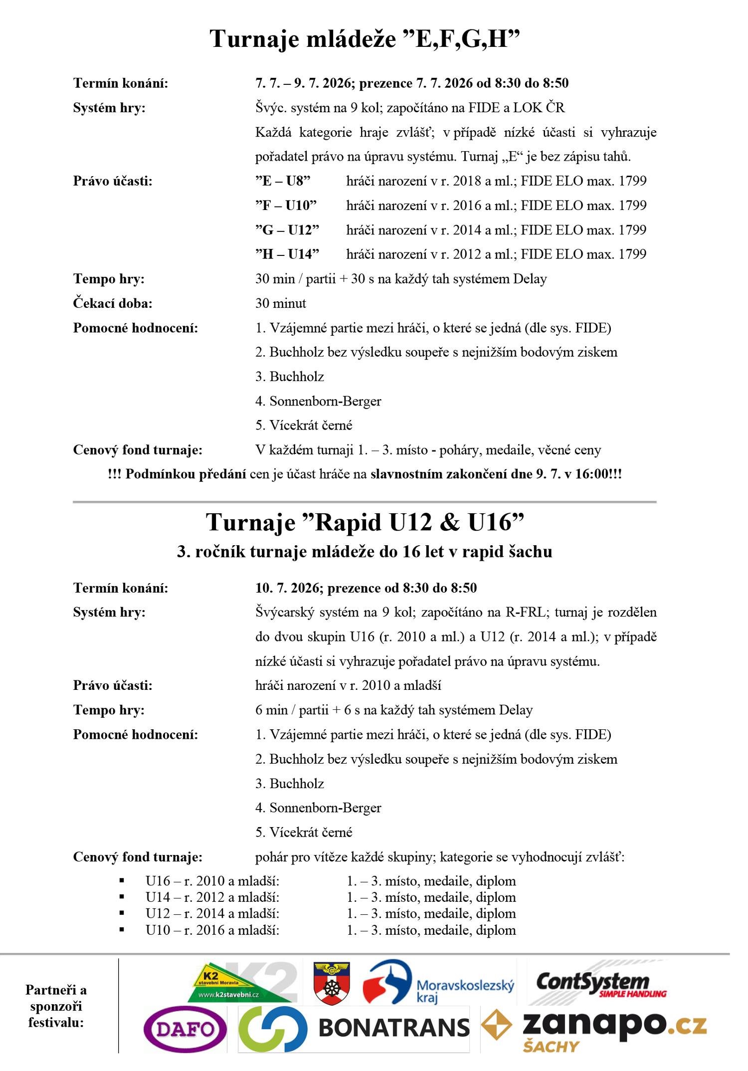 Propozice Open Bohumín