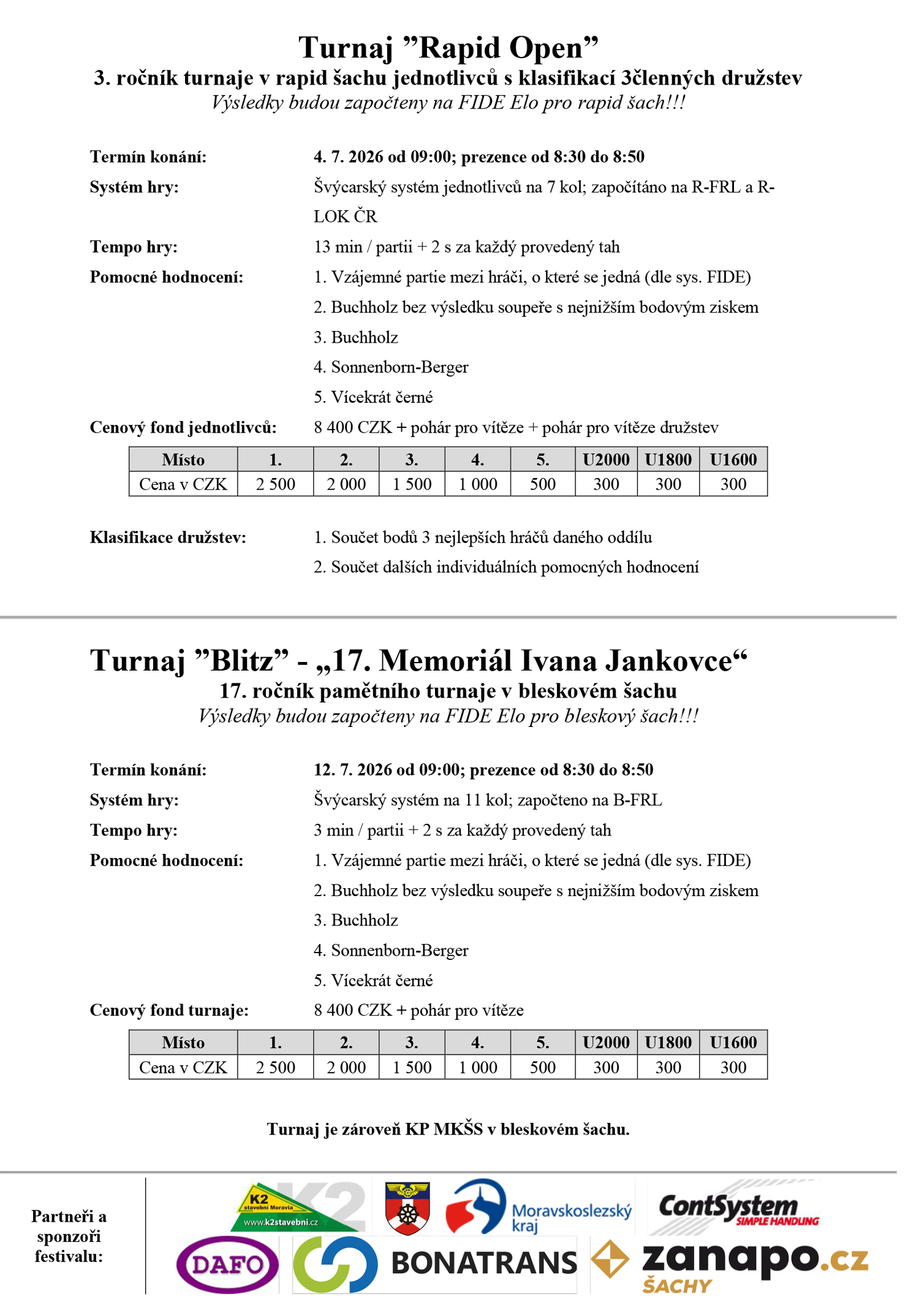 Propozice Open Bohumín